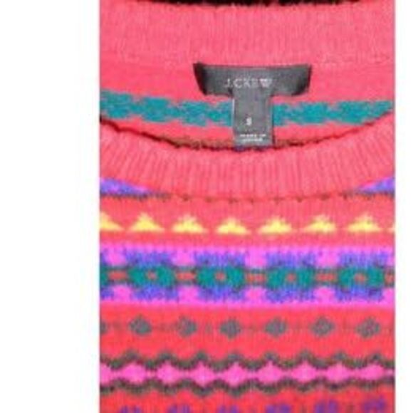 J Crew Sweater Fair Isle Holly Holiday Wool Colorful Crewneck Cozy Women's (S) - Picture 10 of 10